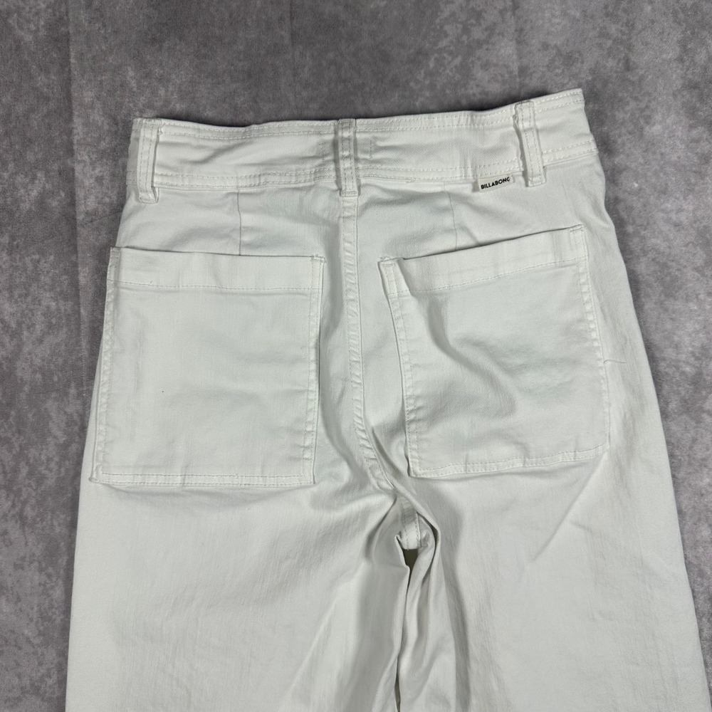 Billabong White Wide Leg Jeans Womens 28 High Rise Raw Hem Flare Denim Pants - Picture 5 of 11